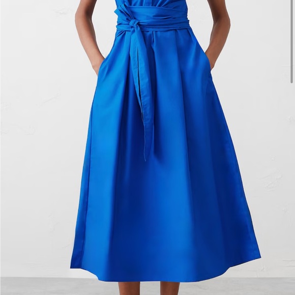 Banana Republic Princess Blue Poplin Cross-Waist Midi Dress - Picture 5 of 13